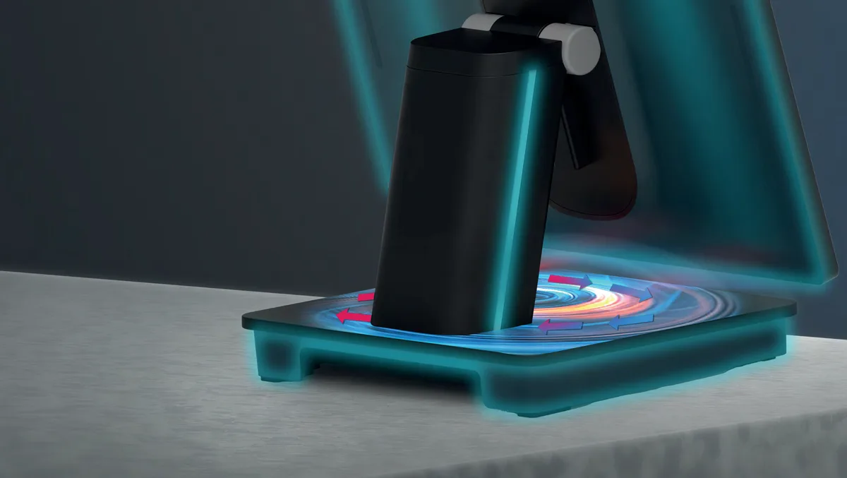 La base in alluminio del Magellan Easy con la grafica del flusso di dissipazione del calore, tecnologia fanless Orderman
